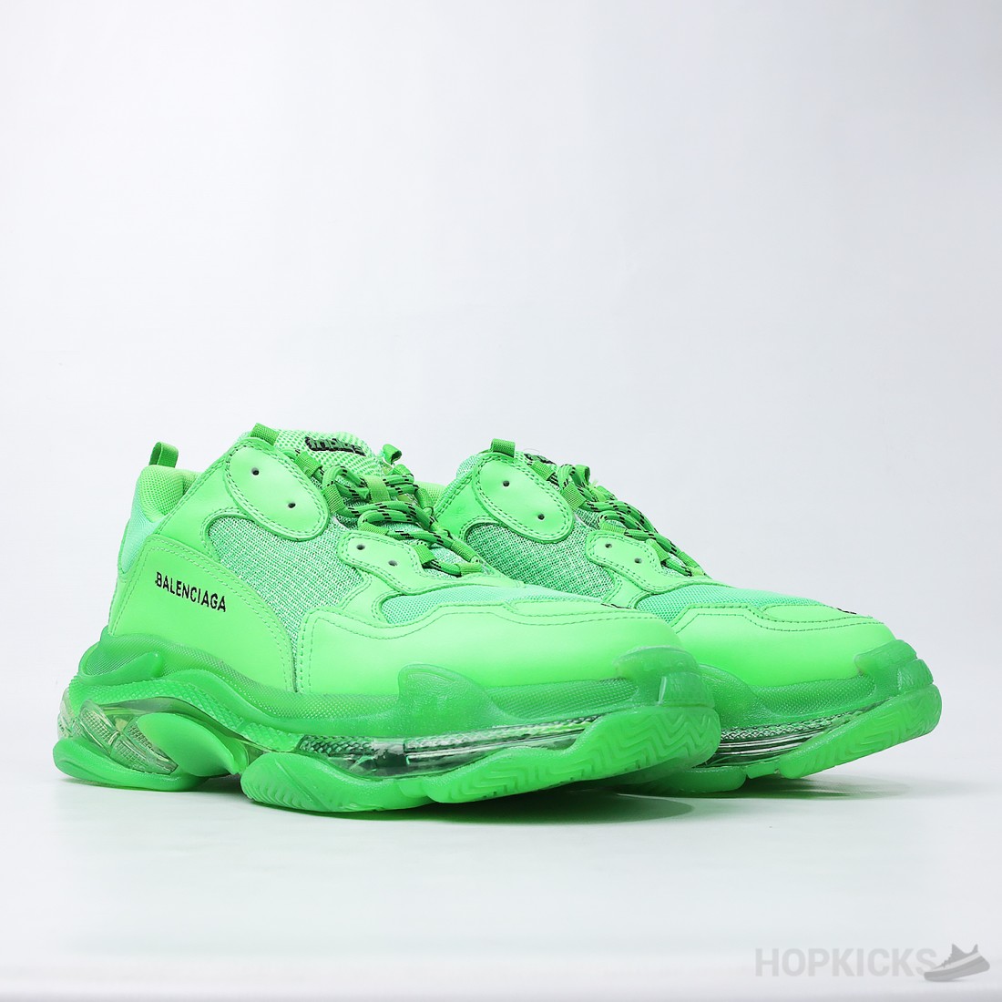 balenciaga triple s neon green clear sole